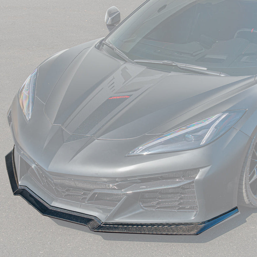 EOS 3 Piece Front Splitter - Carbon Fiber - C8 Corvette Z06 (FLIP-683-BKCF)