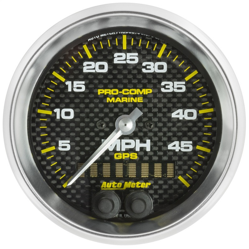 Autometer Marine Carbon Fiber 3-3/8in 50MPH GPS Speedometer Gauge - 200635-40
