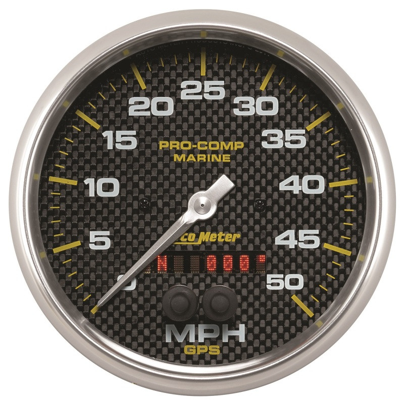 Autometer Speedometer Gauge 5 inch 50MPH GPS Marine Carbon Fiber - 200644-40