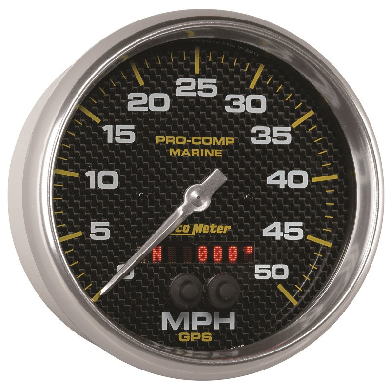 Autometer Speedometer Gauge 5 inch 50MPH GPS Marine Carbon Fiber - 200644-40