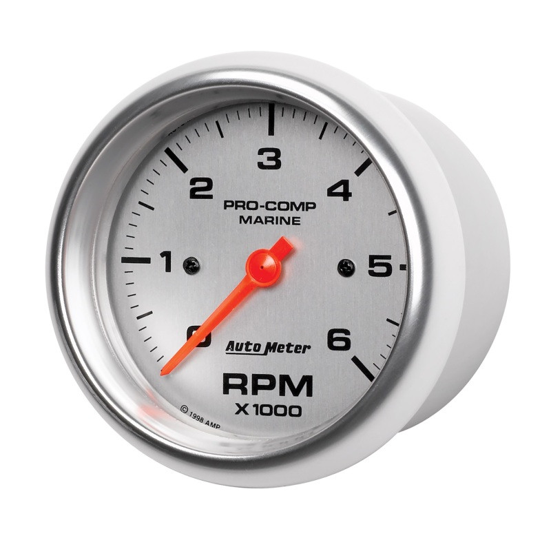 Autometer Marine Silver Ultra-Lite Gauge 3-3/8in Tachometer 6K RPM - 200752-33