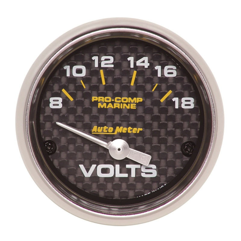 Autometer Marine Carbon Fiber 2-1/16in 18V Electric Voltmeter Gauge - 200756-40