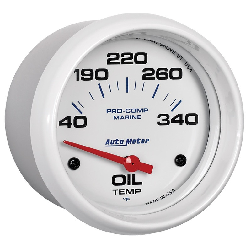 Autometer Marine White Air-Core Electric Oil Temperature Gauge 2-5/8in 140-300 Deg F - 200765