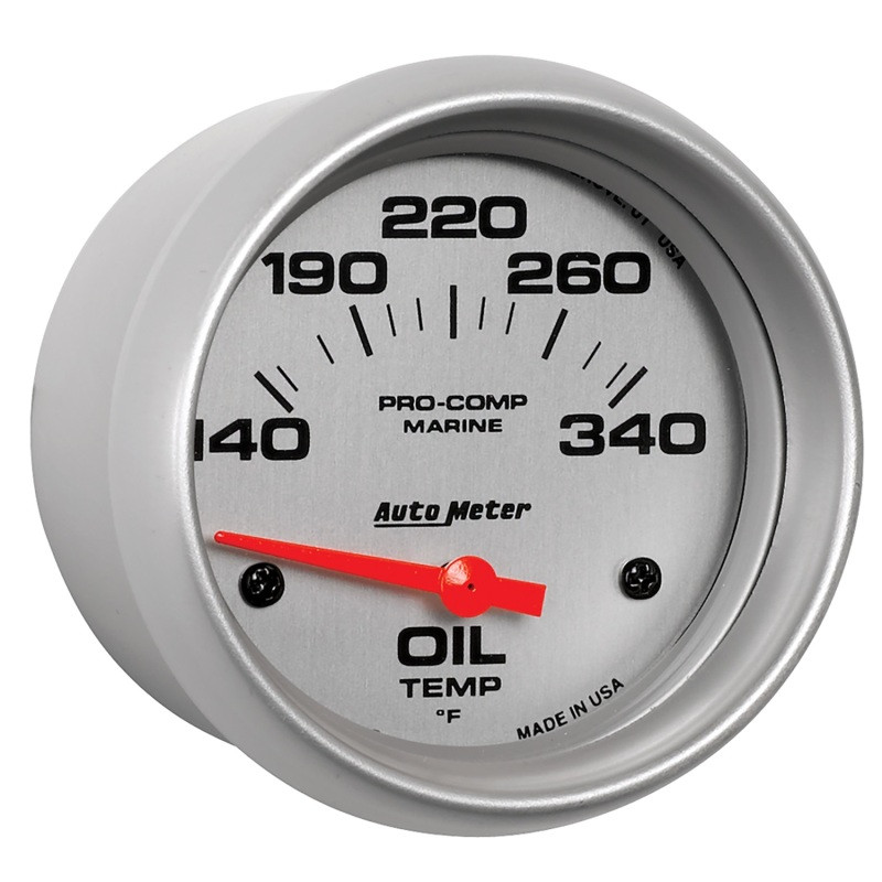 Autometer Marine Silver Ultra Lite Electric Oil Temperature Gauge 2-5/8in 140-300 Deg F - 200765-33