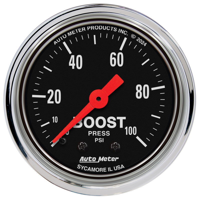 AutoMeter Gauge Boost 2-1/16in. 100 PSI Mechanical Traditional Chrome - 2406 Photo - Primary