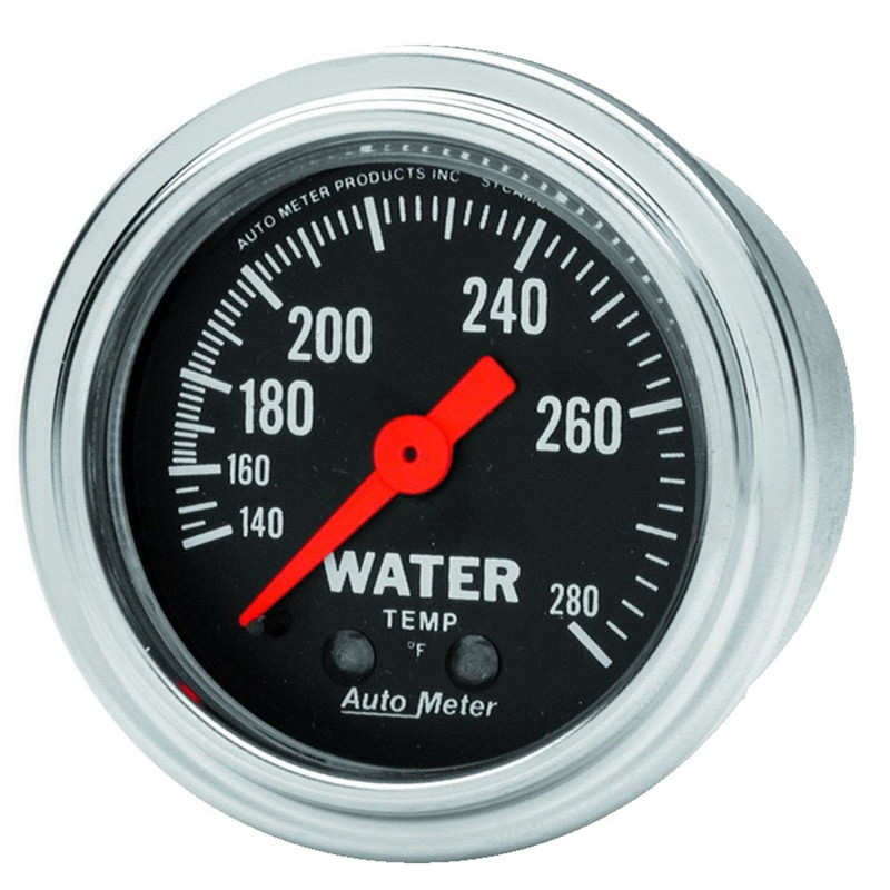 Autometer Traditional Chrome Mechanical Water Temperature 2 1/16in 140-280 F Gauge - 2431
