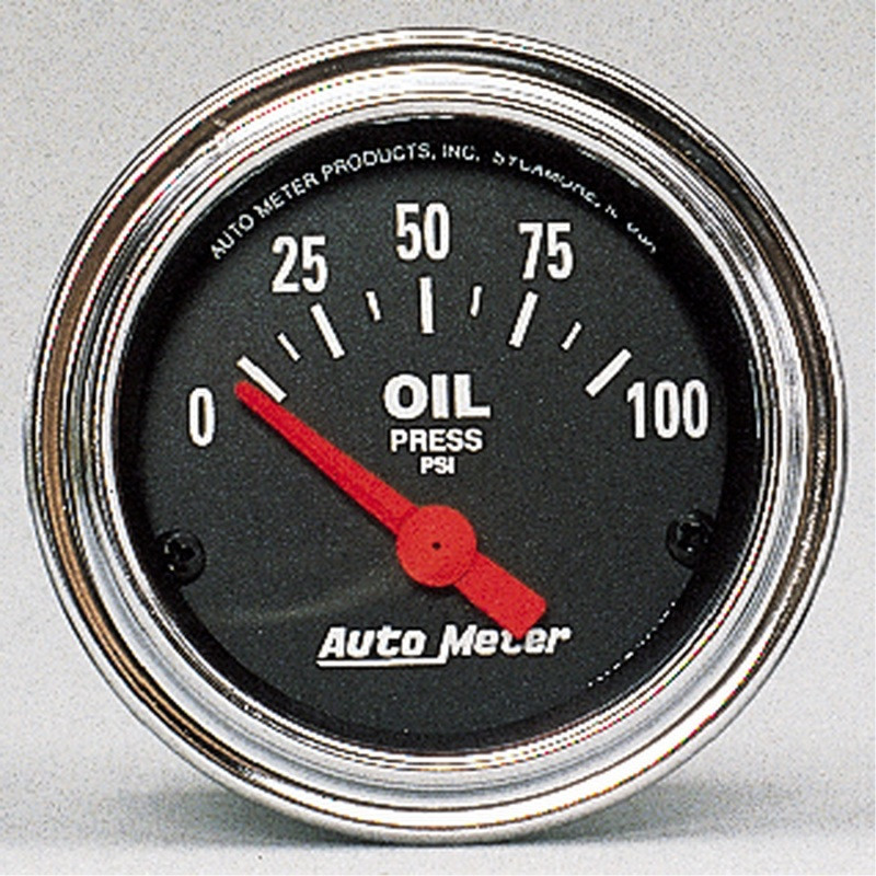 Autometer Traditional Chrome 52mm 0-100 PSI Short Sweep Electricall Oil Pressure Gauge - 2522