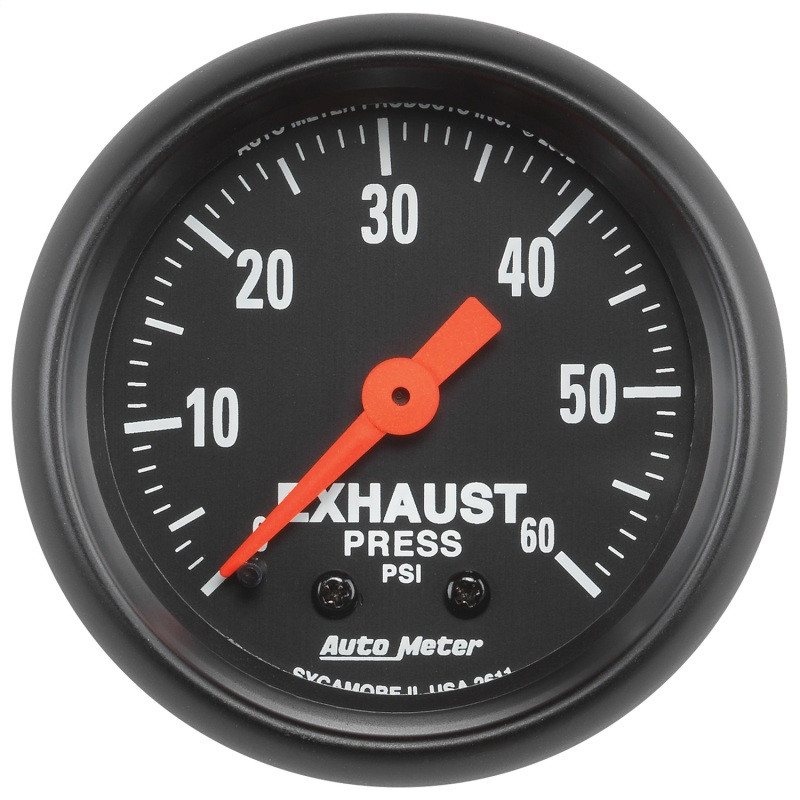Autometer Z Series 52mm 0-60 PSI Mechanical Exhaust Gas Pressure Gauge - 2611