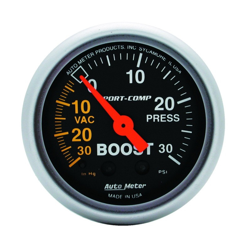 Autometer Sport-Comp 52mm 30 PSI Mechanical Boost Gauge - 3303