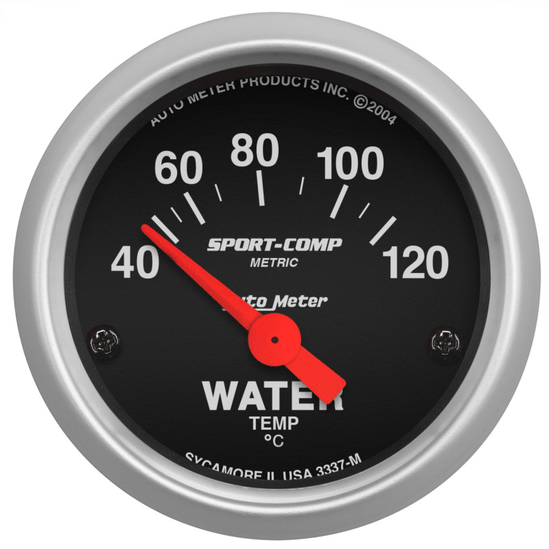 Autometer Sport-Comp 52mm 40-120 Degree Short Sweep Electronic Water Temperature Gauge - 3337-M