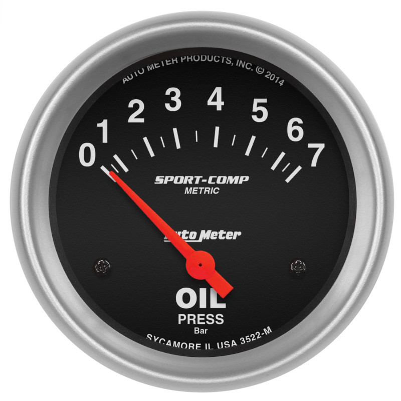 Autometer Sport-Comp 66.7mm 0-7 BAR Short Sweep Electronic Oil Pressure Gauge - 3522-M