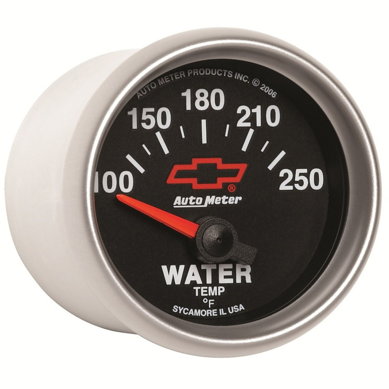 Autometer GM Bowtie Black 2-1/16in 100-250 F Pedestal Electronic Water Temp Gauge - 3637-00406