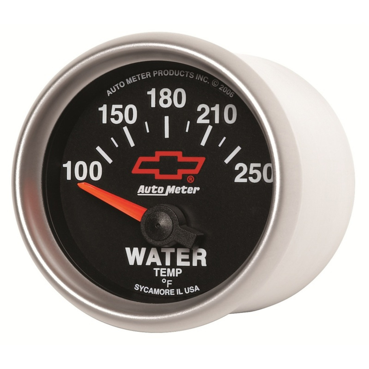 Autometer GM Bowtie Black 2-1/16in 100-250 F Pedestal Electronic Water Temp Gauge - 3637-00406