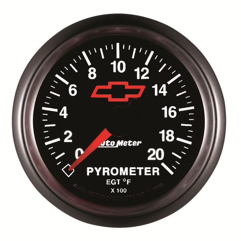 AutoMeter Gauge Pyrometer (Egt) 2-1/16in. 2000 Deg. F Stepper Motor Chevy Red Bowtie Black - 3645-00406