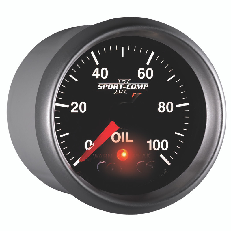 Autometer Sport-Comp II 52.4mm 0-100 PSI Oil Pressure Peak & Warn w/ Electronic Control Gauge - 3652