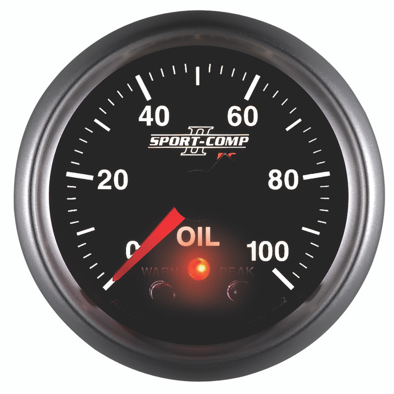 Autometer Sport-Comp II 52.4mm 0-100 PSI Oil Pressure Peak & Warn w/ Electronic Control Gauge - 3652