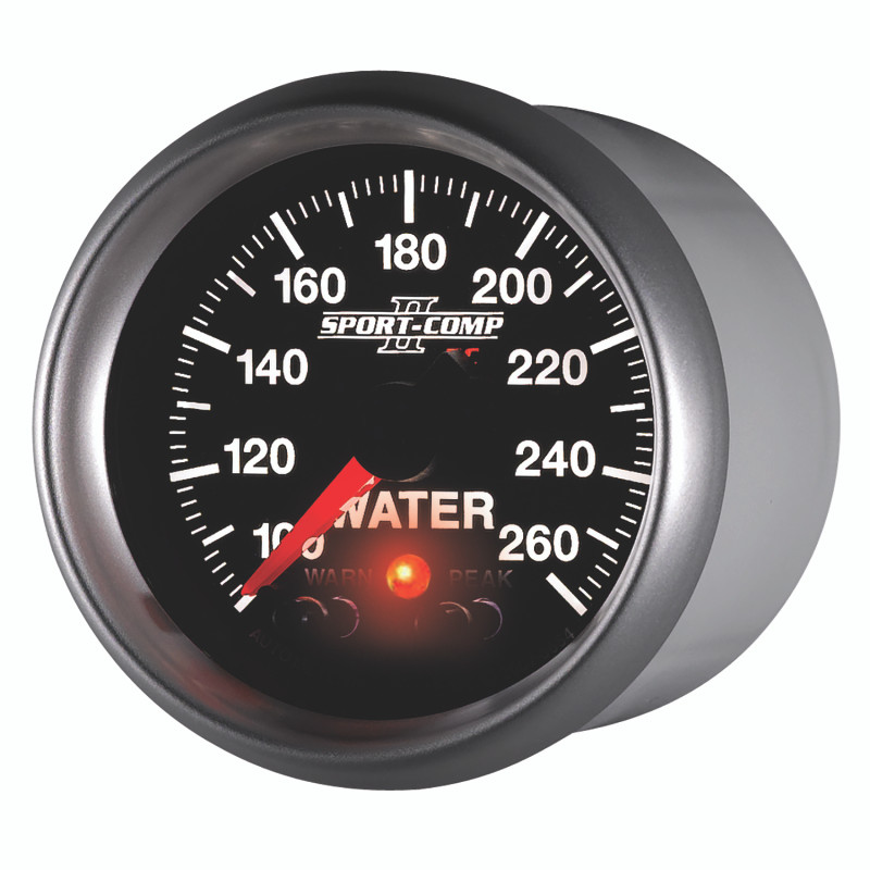 Autometer Sport-Comp II 52.4mm 100-260 Deg F Water Temp Peak & Warn w/ Electronic Control Gauge - 3654