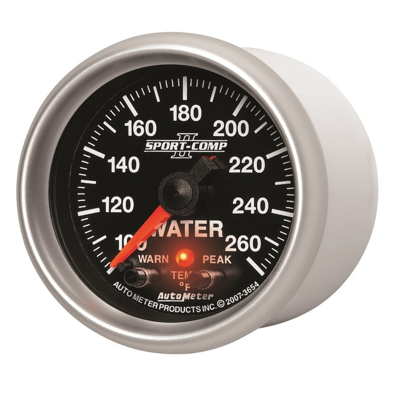 Autometer Sport-Comp II 52.4mm 100-260 Deg F Water Temp Peak & Warn w/ Electronic Control Gauge - 3654