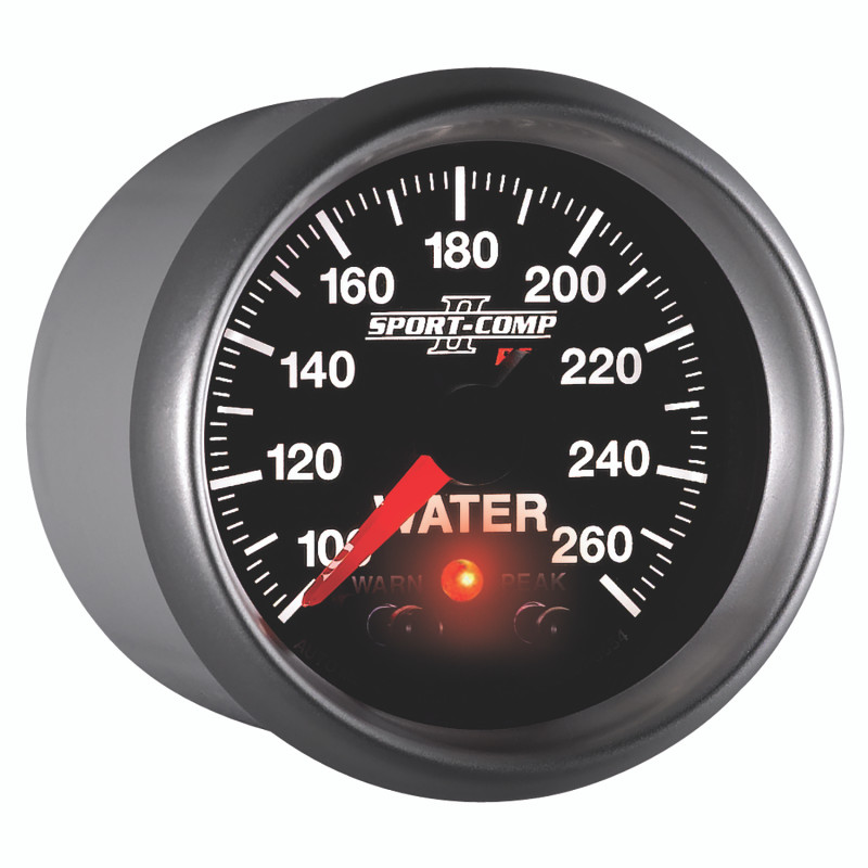 Autometer Sport-Comp II 52.4mm 100-260 Deg F Water Temp Peak & Warn w/ Electronic Control Gauge - 3654
