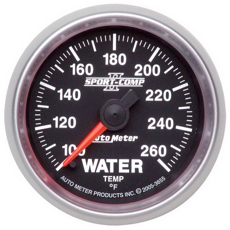 Autometer Sport-Comp II 52.4mm 100-260 Deg. F Water Temprature Gauge - 3655