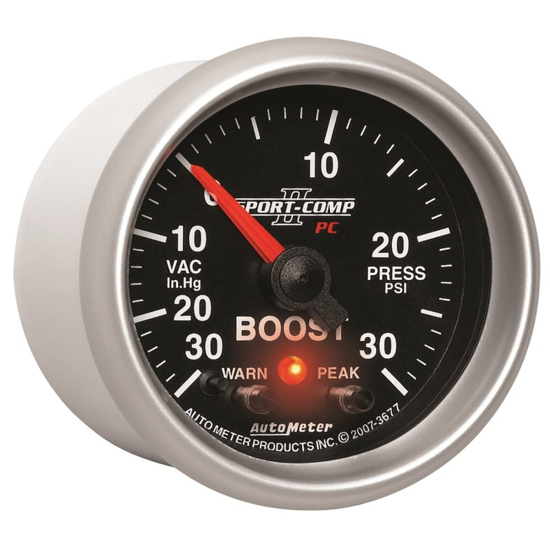 Autometer Sport-Comp II 52mm 30 IN HG / 30 PSI Electronic Boost/Vacuum Gauge - 3677