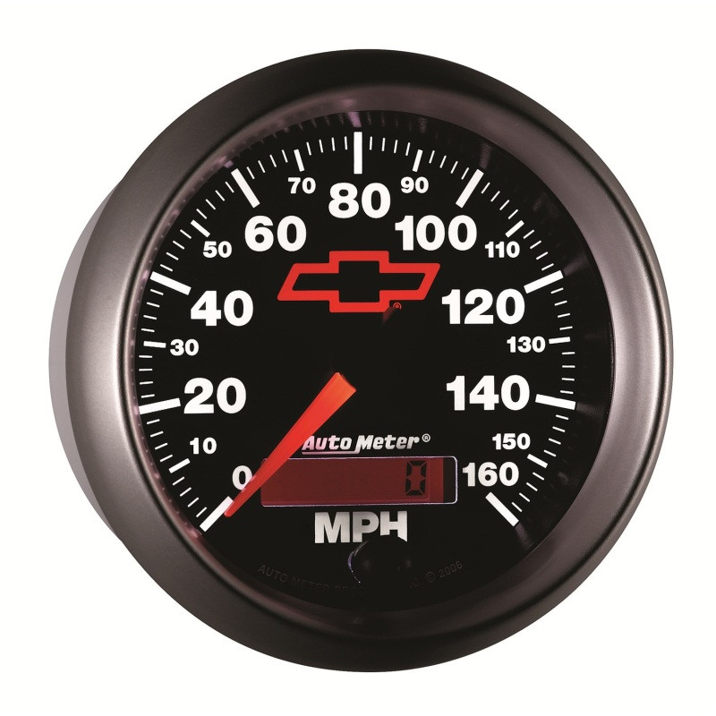 Autometer Speedometer 3-3/8in, 0-160 MPH, Elec. Programmable - Bowtie Black - 3688-00406