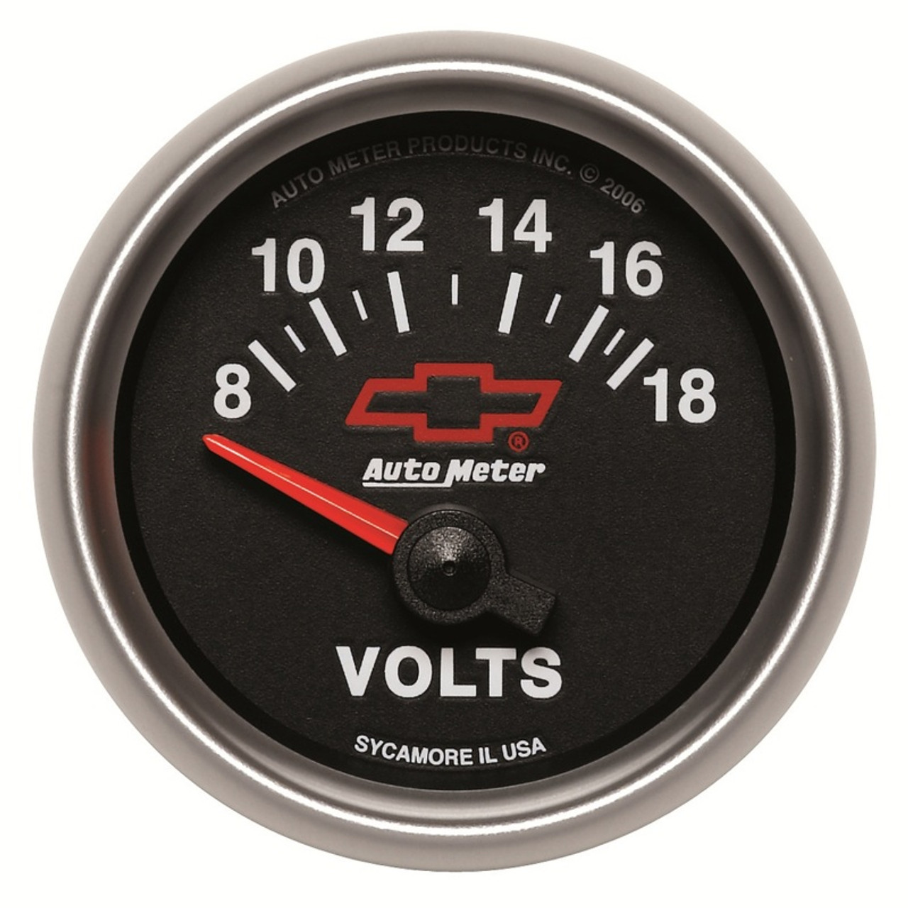 Autometer GM Bowtie Black 2-1/16 Voltmeter 8-18V - 3692-00406