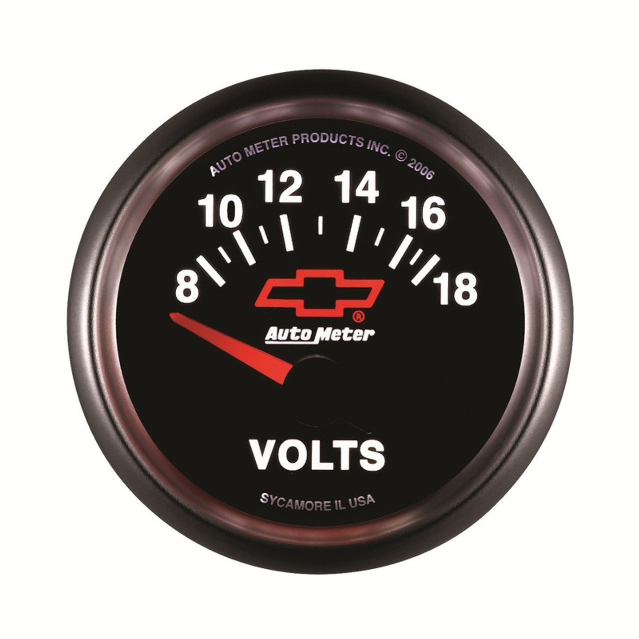 Autometer GM Bowtie Black 2-1/16 Voltmeter 8-18V - 3692-00406