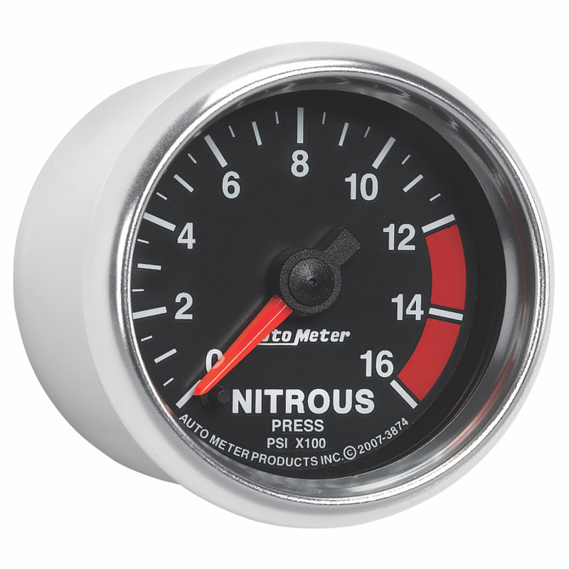 Autometer GS 2 1/16in. 1600PSI Nitrous Fuel Pressure Gauge - 3874