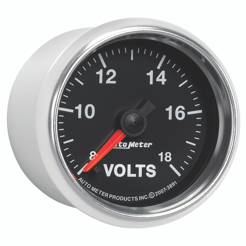 Autometer GS Series 2-1/16in Voltmeter 18V Electrical Gauge Full Sweep - 3891