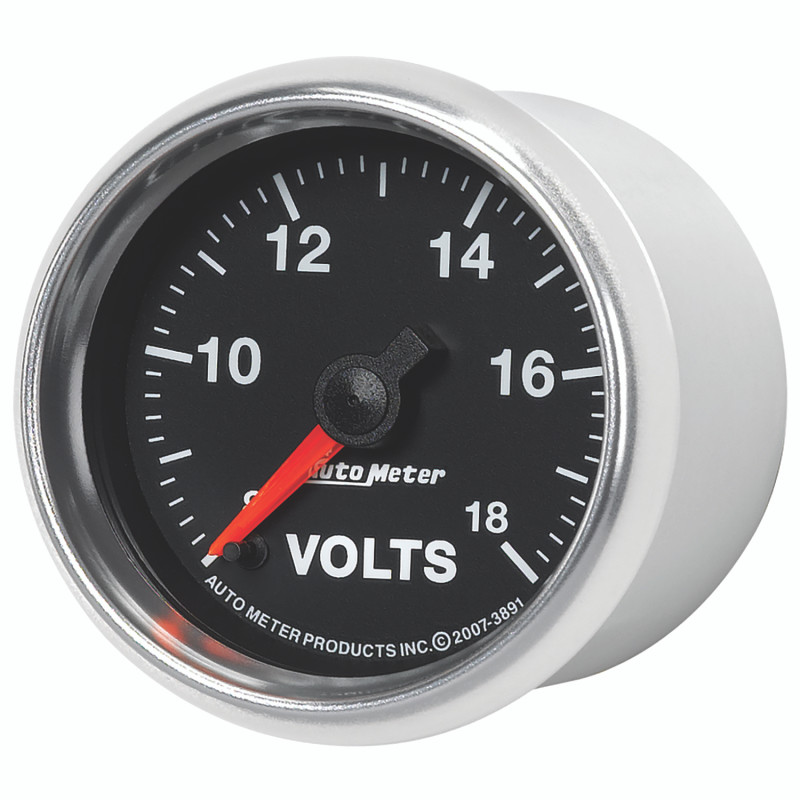 Autometer GS Series 2-1/16in Voltmeter 18V Electrical Gauge Full Sweep - 3891