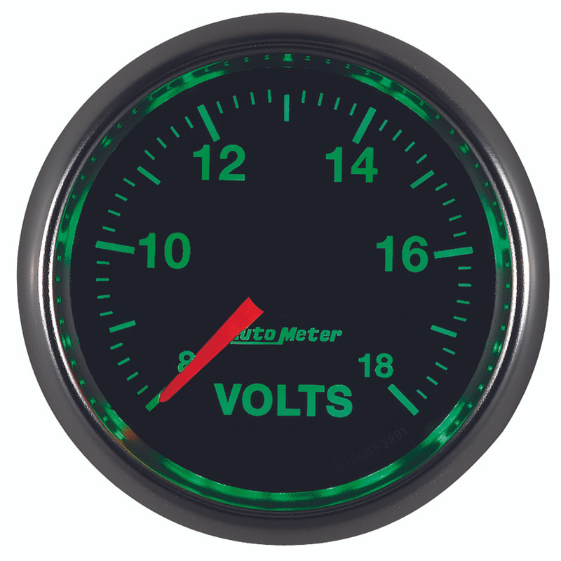 Autometer GS Series 2-1/16in Voltmeter 18V Electrical Gauge Full Sweep - 3891