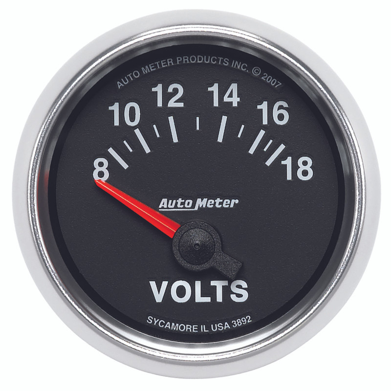 Autometer GS 52mm 8-18 Volts Short Sweep Electronic Voltmeter Gauge - 3892