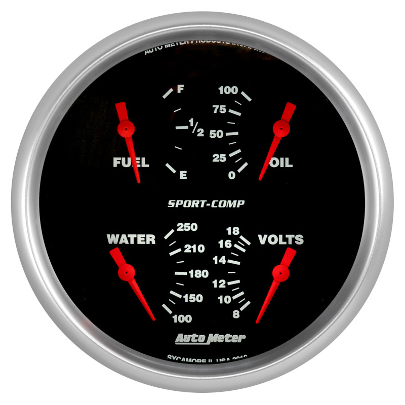 Autometer Quad 5in. 0-90 Ohm Electric Sport-Comp Gauge - 3919 Photo - Primary
