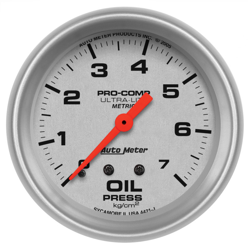 Autometer Ultra-Lite 66.7mm METRIC 0-7 Kg/CM 2 Oil Pressure Mechanical Gauge - 4421-J