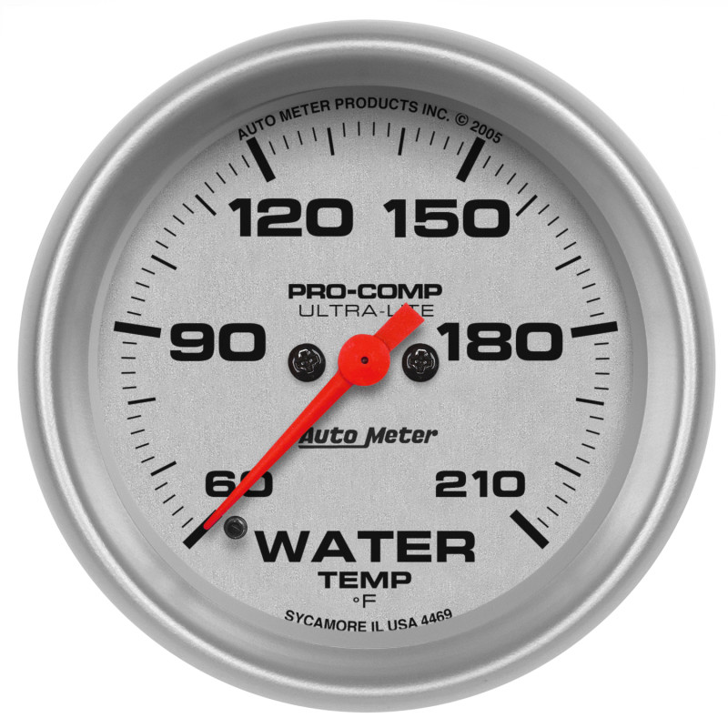 Autometer Ultra-Lite 66.7mm Full Sweep Electronic 60-210 Degree F Water Temperature Gauge - 4469
