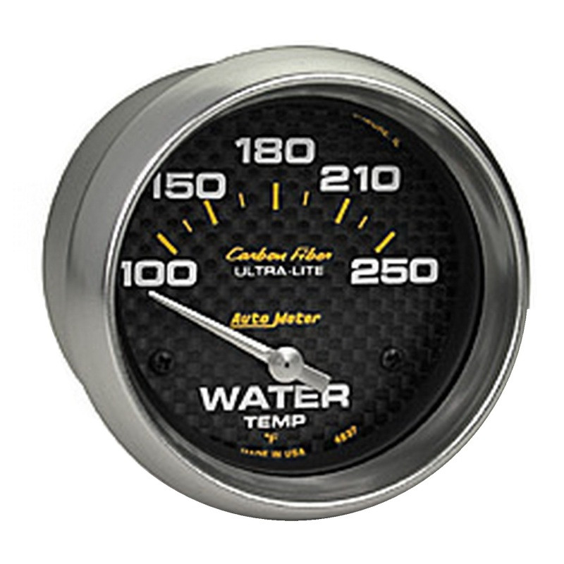 AutoMeter Gauge Water Temp 2-5/8in (66.7mm) 100-250F Electric Carbon Fiber - 4837
