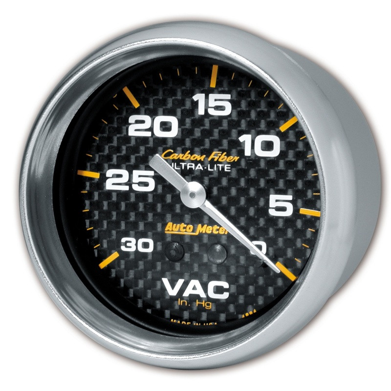AutoMeter Gauge Vacuum 2-5/8in. 30Inhg Mechanical Carbon Fiber - 4884