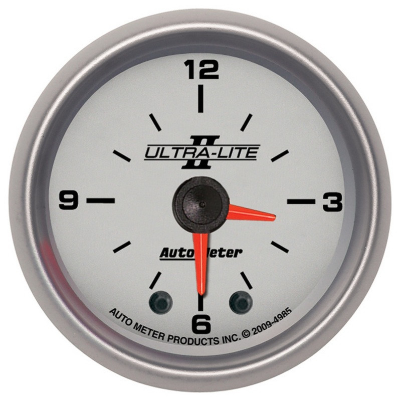 Autometer Ultra-Lite II 2in Illuminated Analog Full Sweep Electronic 12 Hour Clock - 4985