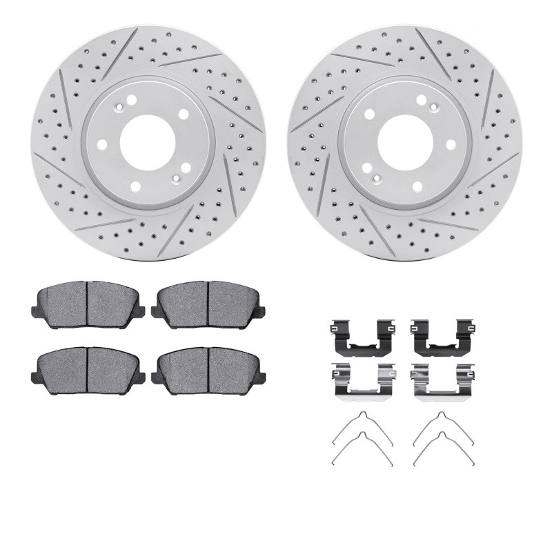 R1 16-17 Hyundai Veloster Front Drill/Slot Carbon Coated Rotor Set w/Optimum Pads - WBUH1-03023 Photo - out of package
