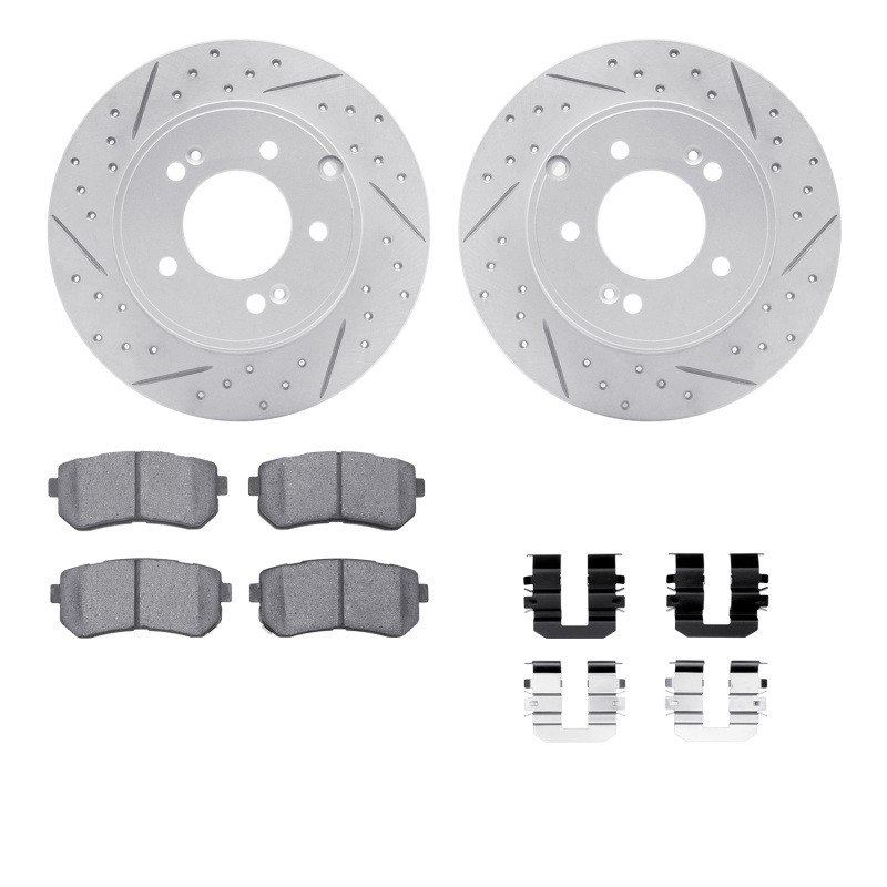 R1 14-19 Hyundai Tucson Rear Drill/Slot Carbon Coated Rotor Set w/Optimum Pads - WBUH1-03035 Photo - out of package