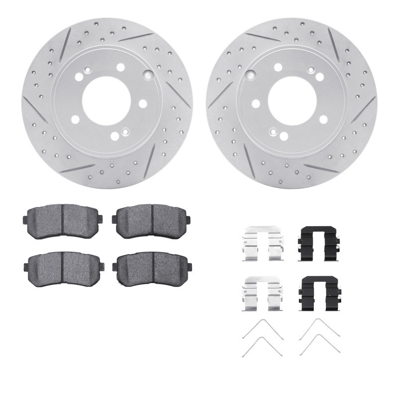 R1 16-20 Hyundai Sonata Rear Drill/Slot Carbon Coated Rotor Set w/Optimum Pads - WBUH1-03037 Photo - out of package