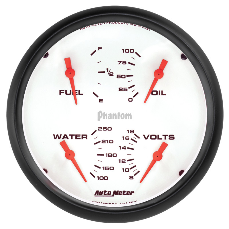 Autometer Phantom Quad 5in. Gauge 0 Ohm (E) - 90 Ohm (F) Electric - 5819 Photo - Primary