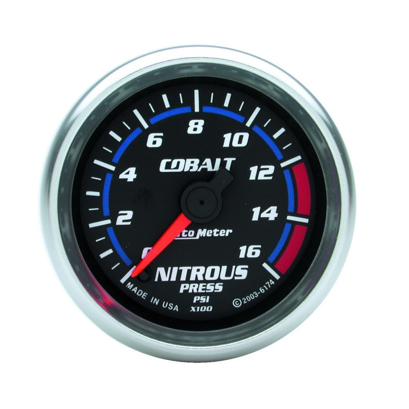 Autometer 2-1/6in Cobalt Nitrous Pressure Gauge 0-1600PSI Digital Steppe Motor - 6174