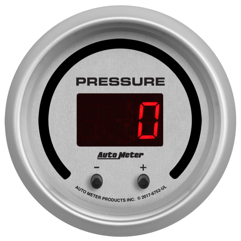 Autometer 52.4mm Silver Switchable 0-1600 PSI/0-110 BAR Fluid Pressure UltraLite Elite Digital Gauge - 6752-UL