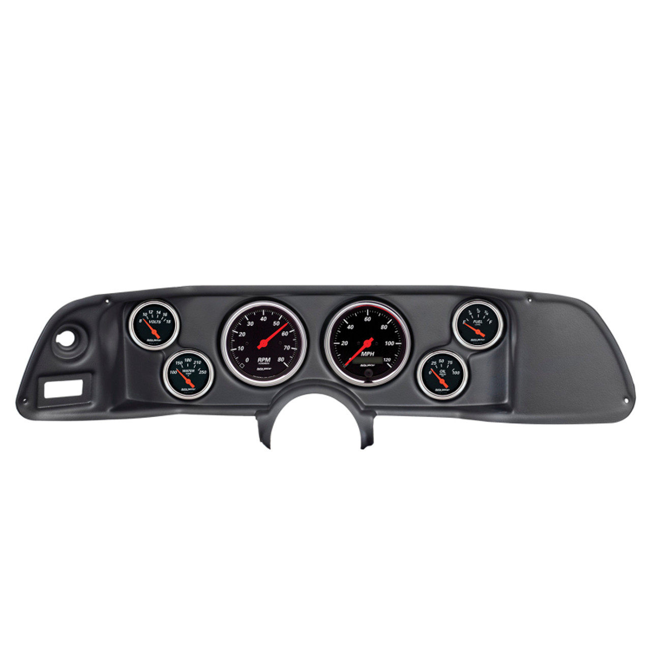 Autometer Designer Black 70-78 Camaro Dash Kit 6pc Tach / MPH / Fuel / Oil / WTMP / Volt - 7022-DB