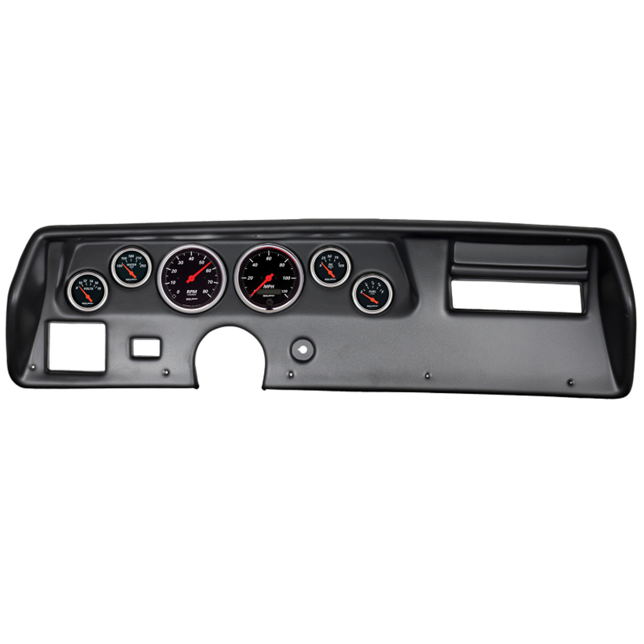Autometer Designer Black 70-72 Chevelle SS/El Camino Dash Kit 6pc Tach/ MPH/ Fuel/ Oil/ WTMP/ Volt - 7025-DB