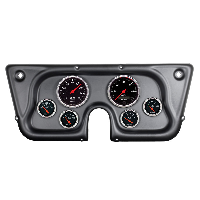 Autometer Designer Black 67-72 Chevy Truck C/K/K5/Suburban Dash Kit 6pc Tach/MPH/Fuel/Oil/WTMP/Volt - 7032-DB