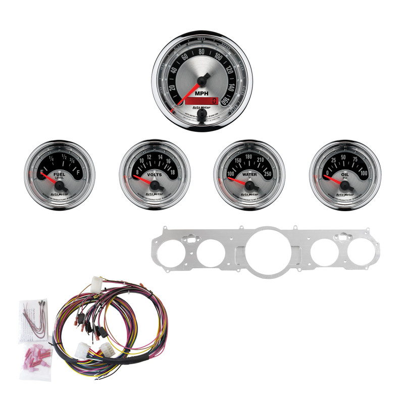 Autometer Direct Fit 5 Piece Dash Kit 65-66 Ford Mustang (3 3/8in & 2 1/16in) - 7035-AM Photo - Primary