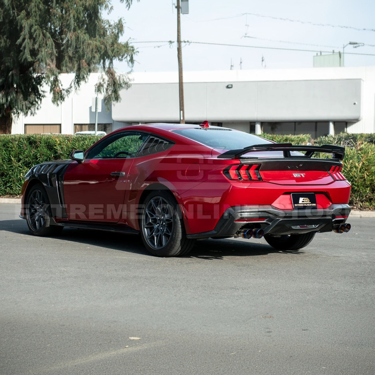 EOS Dark Horse Style Rear Spoiler w. Gurney Flap - Gloss Black - 2024+ Ford Mustang (SPOILER-1381-V2-ABS_SPOILER-1270-V2-ABS)